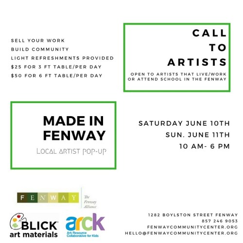 Made in the Fenway Open Studio call to artists
